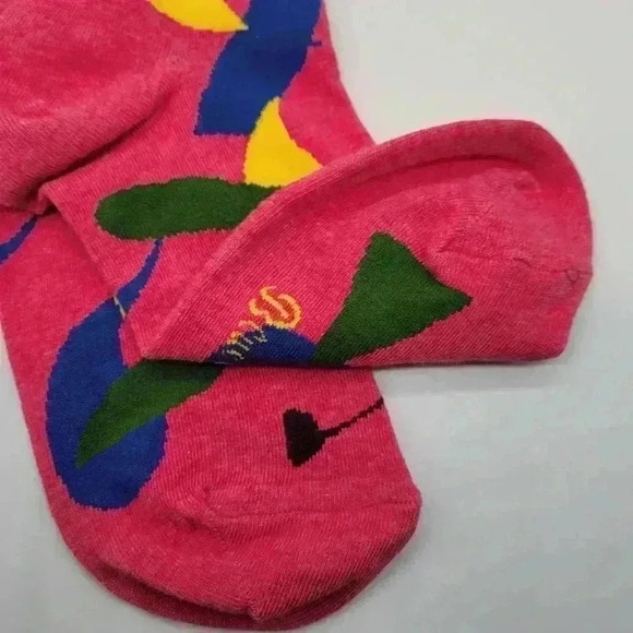 BLUE Q MY FAVORITE SALAD IS WINE WOMEN'S SIZE 5 - 10 CREW SOCKS PINK BLUE YELLOW - Picture 8 of 12